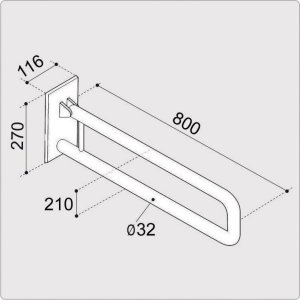 Presto Poręcz ERGOPLUS podnoszona 80cm do wc/umywalek, malowana proszkowo, biała 1