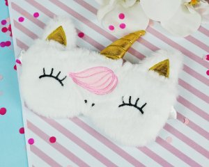 Opaska na oczy do spania jednorożec - white 2