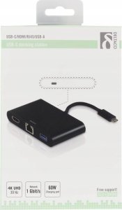 Adapter USB Deltaco Deltacoimp Jungčių stotelė DELTACO su HDMI, RJ45, 1xUSB, USB-C, 3.5mm, juoda / USBC-1267 1