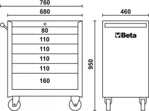 Wózek narzędziowy BETA WÃZEK NARZÄDZIOWY Z 6 SZUFLADAMI CZARNY C04BOX1+196 NARZÄDZI 3