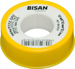 Bisan Taśma Bisan B870701 P.T.F.E do instalacji gazowych 0,10mm/12mm/12mb żółta 1