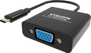 Adapter AV Vision VISION Professional installationstauglicher Adapter USB-C zu VGA - 30 JAHRE GARANTIE - lasst sich an USB-C anschliessen und hat eine normal grosse VGA-Buchse - Maximale Auflosung 2560 x 1600 bei 60 Hz - USB-C 3.1 (M) zu VGA (F) - Treiber 2