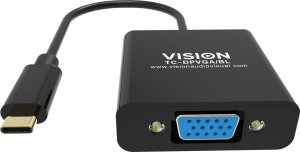 Adapter AV Vision VISION Professional installationstauglicher Adapter USB-C zu VGA - 30 JAHRE GARANTIE - lasst sich an USB-C anschliessen und hat eine normal grosse VGA-Buchse - Maximale Auflosung 2560 x 1600 bei 60 Hz - USB-C 3.1 (M) zu VGA (F) - Treiber 3
