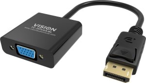 Adapter AV Vision VISION Professional installationstauglicher Adapter DisplayPort zu VGA - 30 JAHRE GARANTIE - Maximale Auflosung 1920 x 1080 - Keine Konvertierung von VGA zu DP - Hotplug - DP (M) zu VGA (F) - Gesamtlange 150 mm - Aussendurchmesser 5,5 mm 1