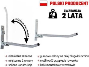 Krosstech Wieszak na rower składany Krosstech 2 rowery HAK uchwyt DUO 55 ocynkowany Uniwersalny 3