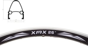 Triton Obręcz XMX 26" stożek 36-otworów czarna CNC Uniwersalny 2