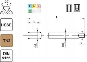 Fanar GWINTOWNIK G  1/8" DIN-5156C HSSE TN 800X 1