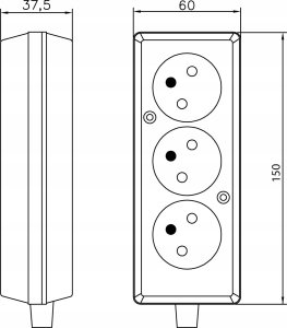 Montis Gniazdo rozbieralne trzykrotne GN-370 Montis MT087-C czarne 3