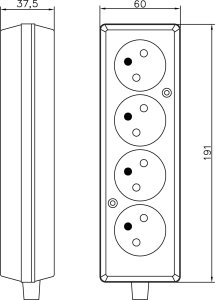 Montis Gniazdo wtyczkowe czterokrotne GN-470 MT088-B białe 3