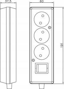 Montis Gniazdo rozbieralne trzykrotne z wył. GN-360WS Montis MT0085-C czarne 3