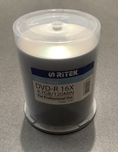 Traxdata TRAXDATA RITEK DVD-R 16X RITEK PRO INKJET PRINTABLE SILVER CAKE*100 907CK100ISPRO 1