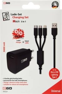 Ładowarka 2GO 2GO Ladegerät 15W inkl. Kabel 1xUSB-A 1xMicroUSB 1xLightn sw 4