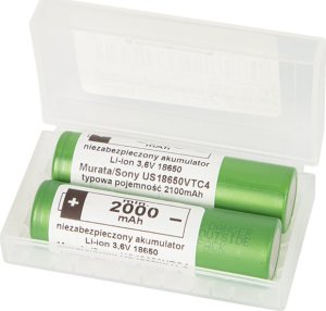 Blow 85-592# Akumulator 18650 li-ion 2100mah 3,6v 2szt sony/murata+box na dwa akumulatory 1