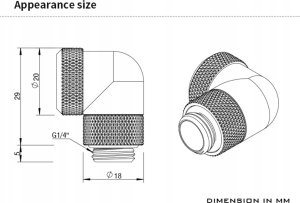 Barrow Barrow Multi-Link Adapter Anschluss 90 Grad G1/4 Zoll AG auf 12mm AD Hardtube - drehbar, silber 2