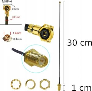 Kabel RF Connectors Pigtail MHF4 IPX IPEX - SMA-RP gniazdo 0,81mm 30cm 1