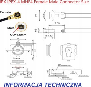 Kabel RF Connectors Pigtail MHF4-IPX4 wtyk / MHF4-IPX4 wtyk 5cm 2