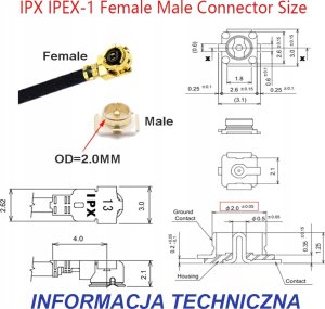 Kabel RF Connectors Pigtail MHF4-IPX4 wtyk / MHF4-IPX4 wtyk 5cm 3