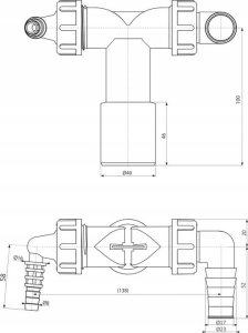 Syfon AKCES 19953 SYFON PRALKI I SUSZARKI Z ZAW. ZWROTNYM, ODEJŚCIE FI32/40, PRZYŁĄCZE WĘŻA 8-16MM I 17-23MM // S.PRAL/SUSZ.A 4
