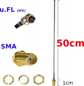 RF Connectors Pigtail uFL IPEX IPX - SMA gniazdo 1,13mm 50cm 1