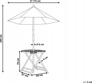 Beliani Stolik ogrodowy bambusowy z parasolem MOLISE 3