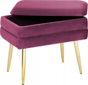 Beliani Welurowa ławka ze schowkiem burgundowa ODESSA 5