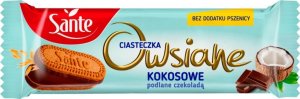 Sante SANTE Ciasteczka Owsiane Kokosowe Polane Czekoladą 38g 1