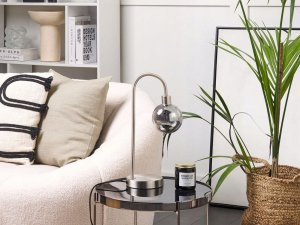 Lampa stołowa Beliani Lampa stołowa metalowa srebrna RAMIS 8