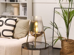 Lampa stołowa Beliani Lampa stołowa metalowa złota MENA 6