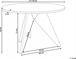 Beliani Stół ogrodowy okrągły ⌀110 cm czarny OLMETTO 8