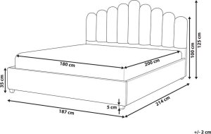 Beliani Łóżko z pojemnikiem welurowe 180 x 200 cm beżowoszare VINCENNES 2