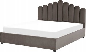 Beliani Łóżko z pojemnikiem welurowe 180 x 200 cm beżowoszare VINCENNES 7