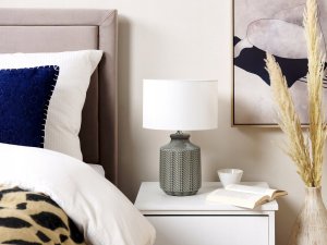 Beliani Lampa stołowa ceramiczna szara ESPERANCE 2