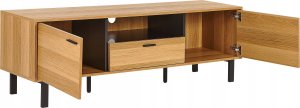 Beliani Szafka RTV jasne drewno z czarnym CLAREMONT 4