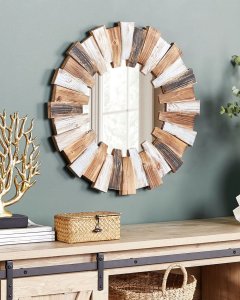 Beliani Lustro ścienne 66 Jasne drewno ECATEPEC 2