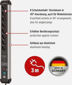 Listwa zasilająca Brennenstuhl Premium-Protect-Line przeciwprzepięciowa 8 gniazd 3 m czarna (1391010800) 2