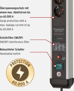 Listwa zasilająca Brennenstuhl Premium-Protect-Line przeciwprzepięciowa 8 gniazd 3 m czarna (1391010800) 3