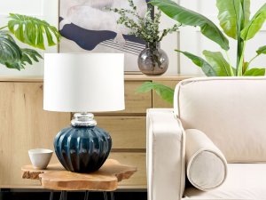 Beliani Lampa stołowa ceramiczna niebieska NERIS 2