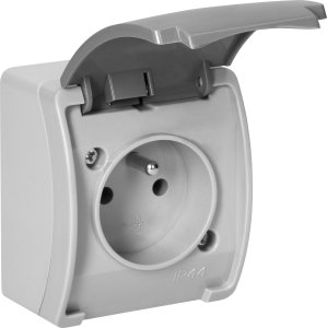 Orno Gniazdo pojedyncze 2P+Z AQUATIC, IP44, szaro-grafitowe 2