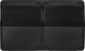 Orno Gniazdo podwójne 2x2P+Z Schuko AQUATIC, IP44, czarne 4