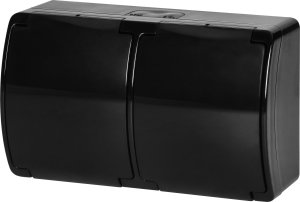 Orno Gniazdo podwójne 2x2P+Z Schuko AQUATIC, IP44, czarne 5