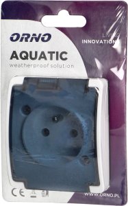 Orno Gniazdo pojedyncze 2P+Z AQUATIC, IP44, białe dymione 3