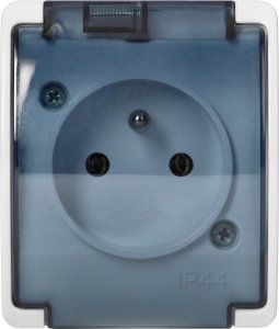 Orno Gniazdo pojedyncze 2P+Z AQUATIC, IP44, białe dymione 4