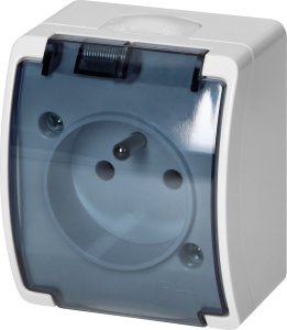 Orno Gniazdo pojedyncze 2P+Z AQUATIC, IP44, białe dymione 5