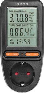 Orno Watomierz, kalkulator energii z wyświetlaczem LCD, wersja Schuko, czarny 4