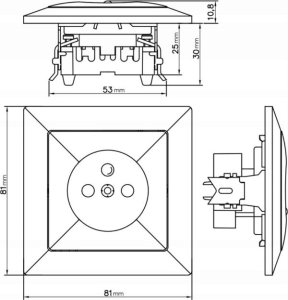 Abex Abex Perła czarny mat - gniazdo pojedyncze (+0) PT-16P + 2xUSB 2