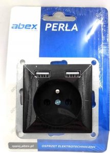 Abex Abex Perła czarny mat - gniazdo pojedyncze (+0) PT-16P + 2xUSB 3