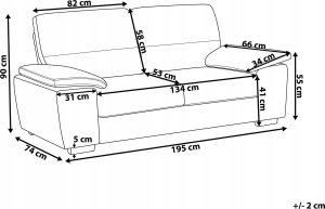 Beliani Sofa 3-osobowa złoty brąz VOGAR 4