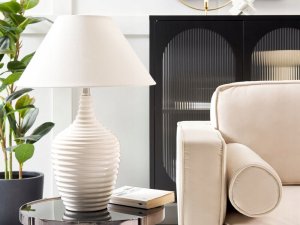 Beliani Lampa stołowa ceramiczna beżowa CELESTE 7