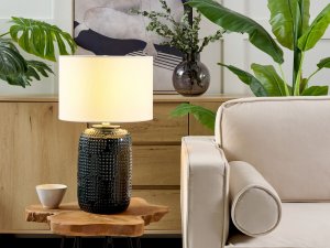 Beliani Lampa stołowa ceramiczna ciemnoniebieska MUSSEL 2