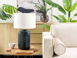 Beliani Lampa stołowa ceramiczna ciemnoniebieska MUSSEL 4